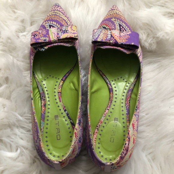 Etro Tessuto Stampato lilac paisley flats - Picture 1 of 8